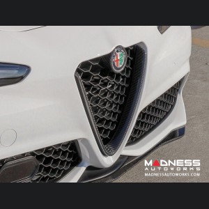 Alfa Romeo Giulia Front V Shield Grill Frame + Emblem Frame Kit - Carbon Fiber